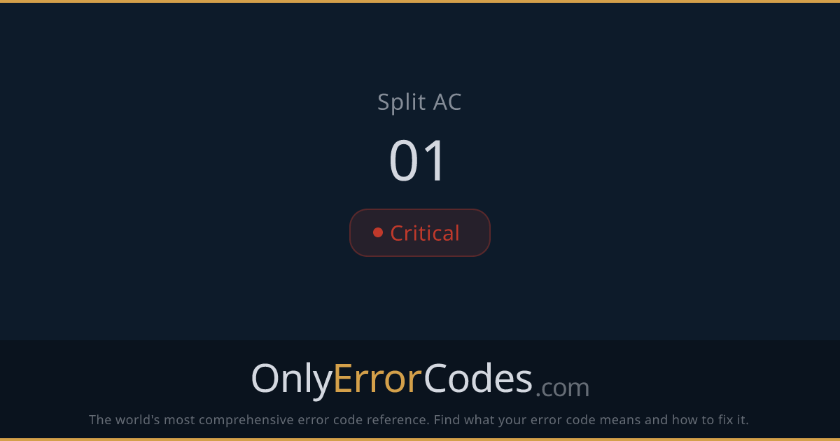 Fujitsu AC Error Code 01 — Indoor Unit Fault Fix | OnlyErrorCodes
