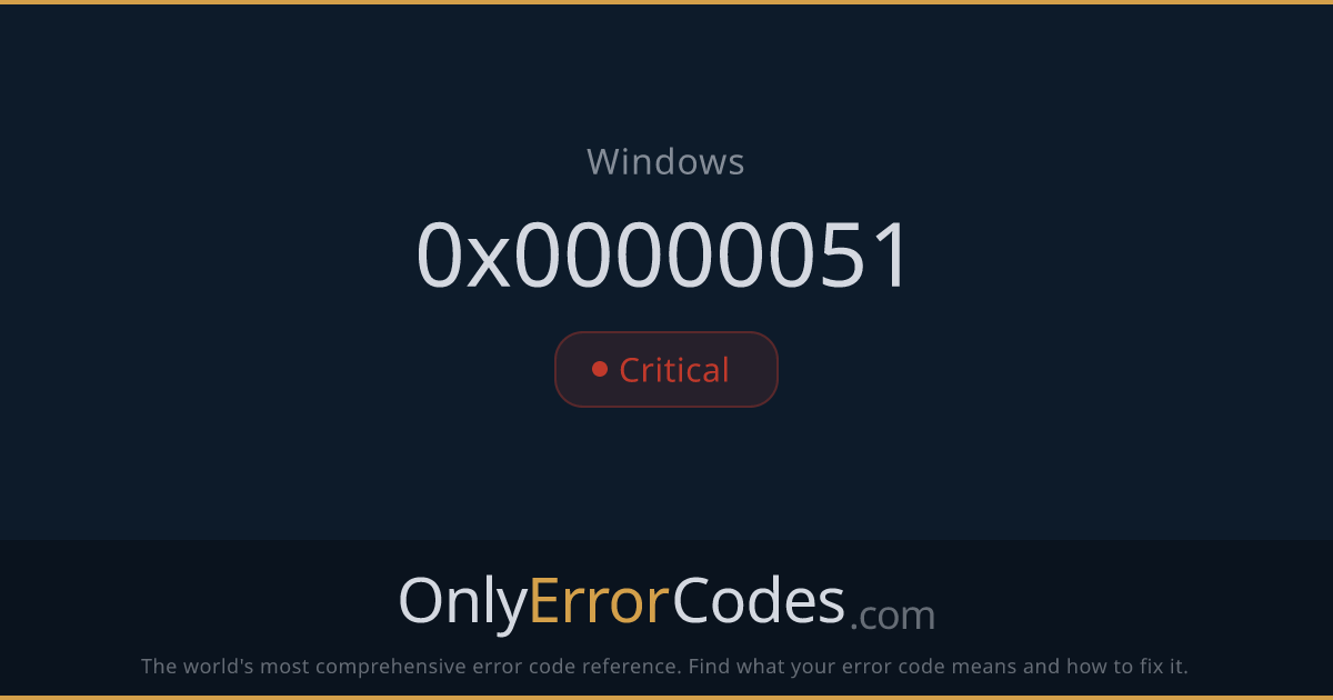 Windows BSOD Error 0x00000051 — REGISTRY_ERROR Fix | OnlyErrorCodes