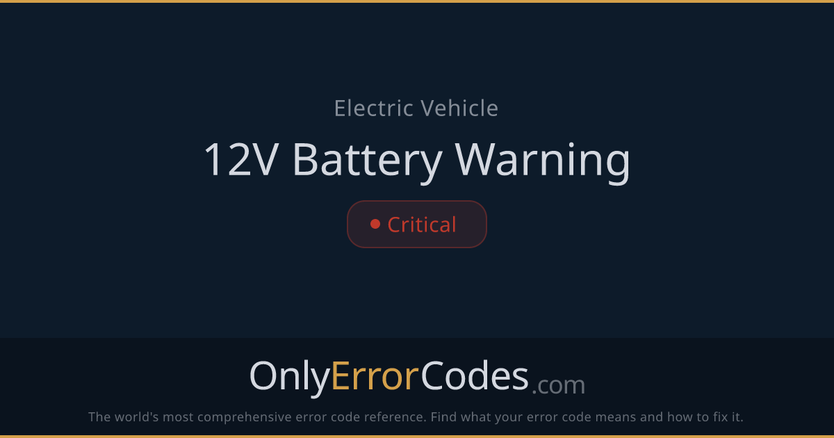 Tesla 12V Battery Warning — What It Means & How to Fix It | OnlyErrorCodes