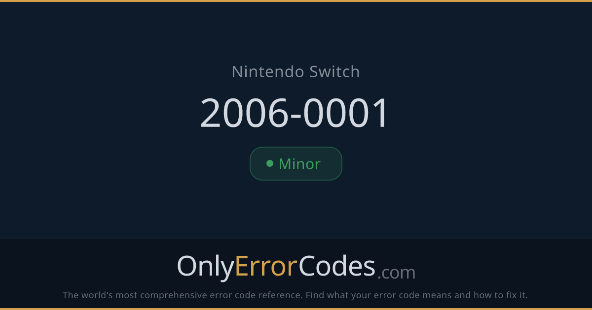 Nintendo Switch Error 2006-0001 — What It Means & How to Fix It ...