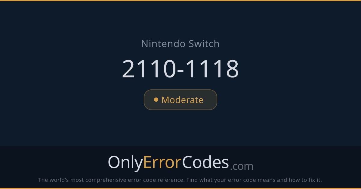 Nintendo Switch Error Code 2110-1118 — What It Means & How to Fix It ...
