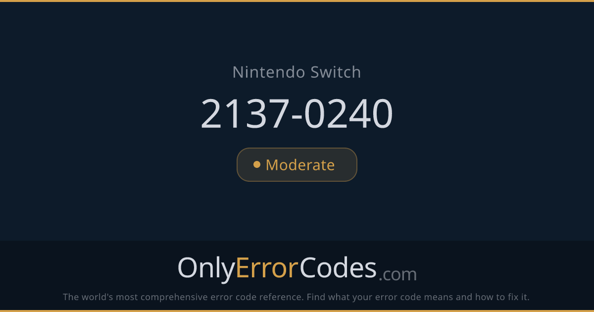 Nintendo Switch Error Code 2137-0240 — What It Means & How to Fix It ...