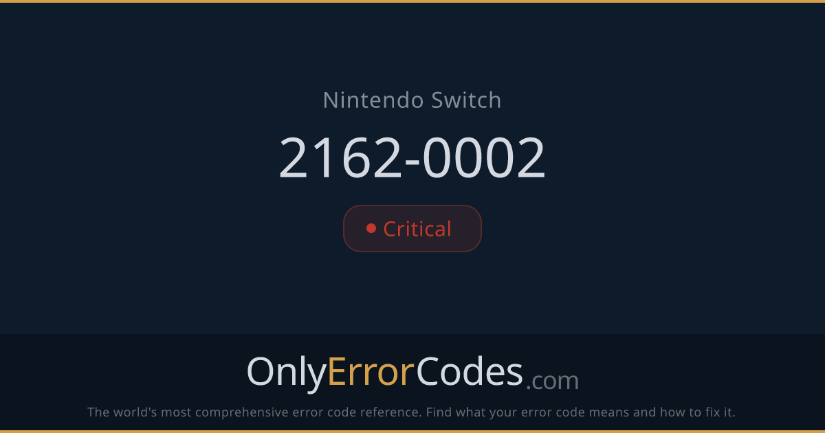 Nintendo Switch Error Code 2162-0002 — What It Means & How to Fix It ...