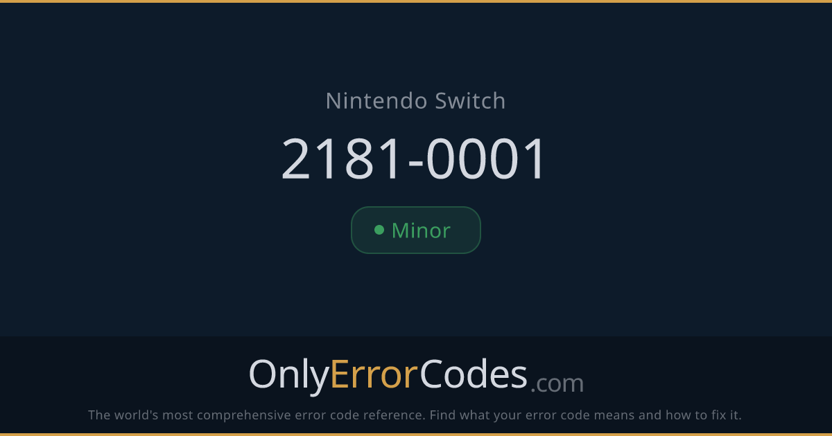 Nintendo Switch Error Code 2181-0001 — What It Means & How to Fix It ...