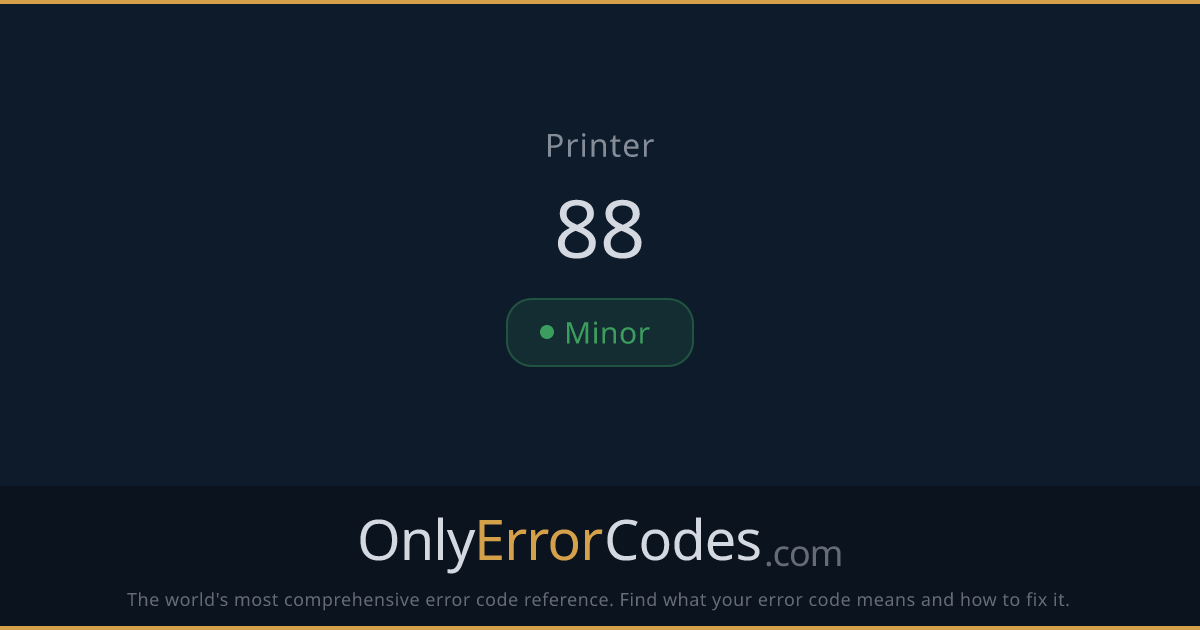 HP Printer Error Code 88 — What It Means & How to Fix It | OnlyErrorCodes