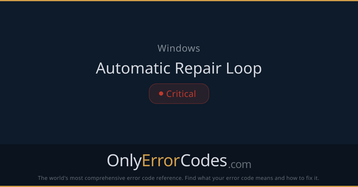 Windows Automatic Repair Loop — How to Fix It | OnlyErrorCodes