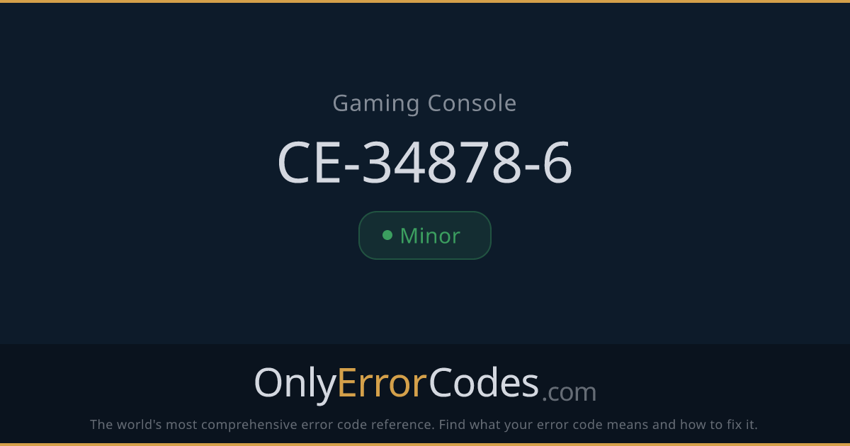 PlayStation Error Code CE-34878-6 — What It Means & How to Fix It ...