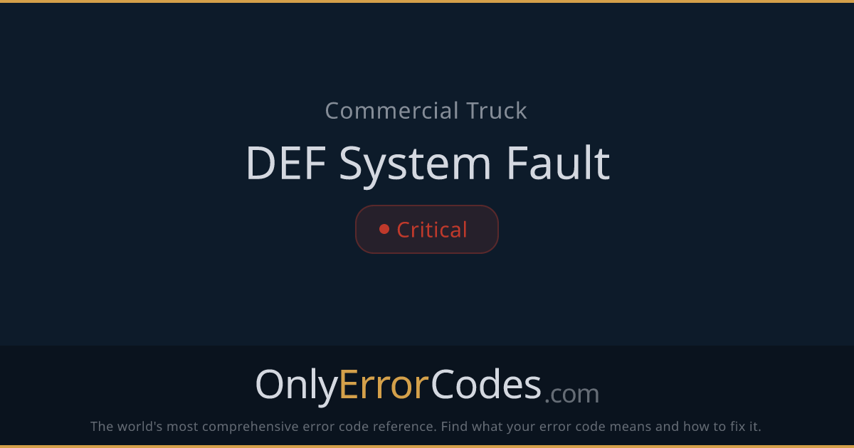 Freightliner DEF System Fault — Causes & Fixes | OnlyErrorCodes