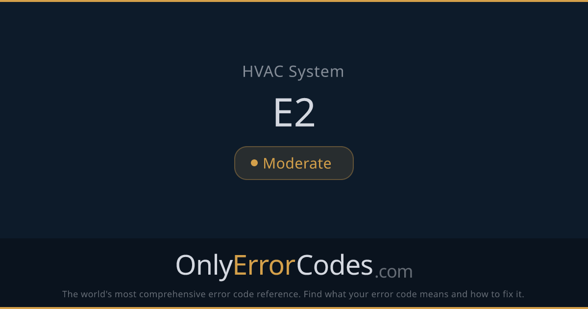 HVAC Error Code E2 — What It Means & How to Fix It | OnlyErrorCodes
