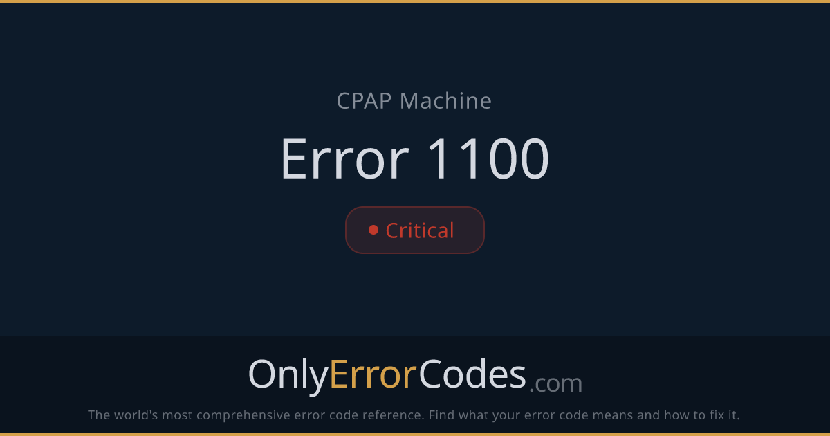ResMed CPAP Error 1100 — Pressure Sensor Fault | OnlyErrorCodes