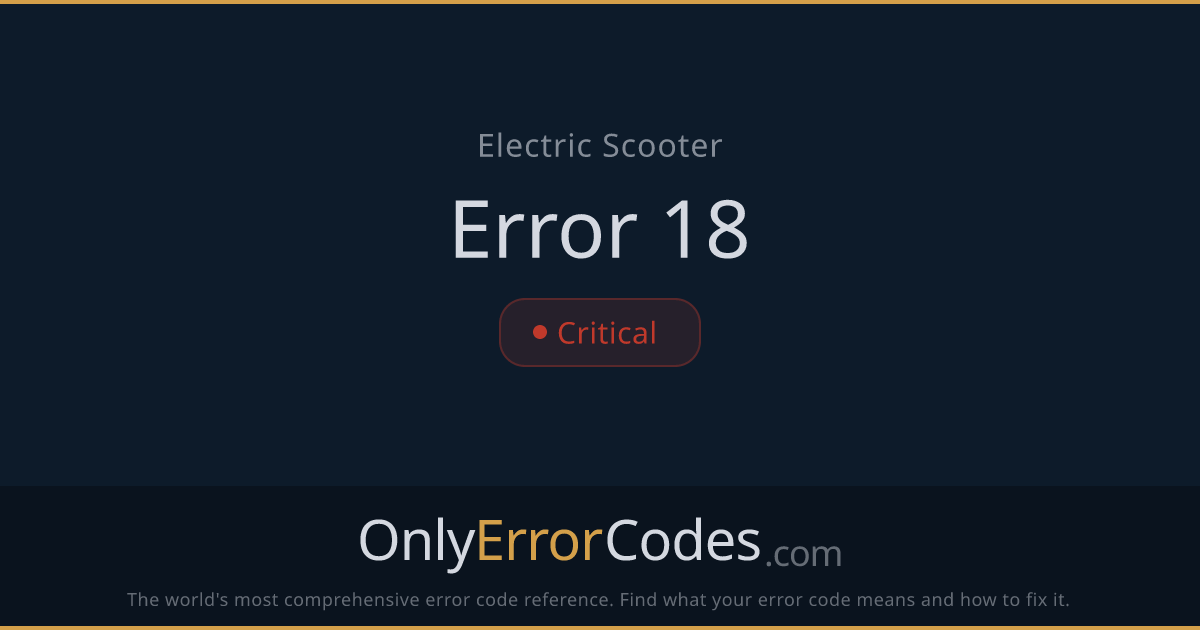 Xiaomi Scooter Error 18 — Motor Hall Sensor Error | OnlyErrorCodes