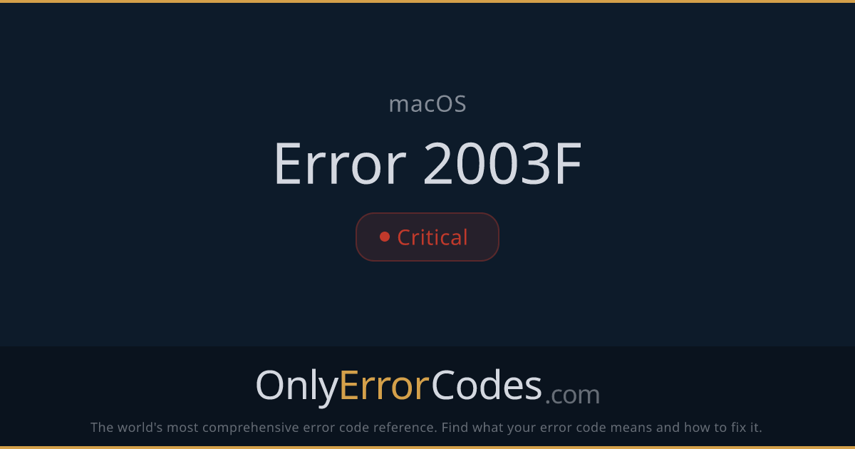 macOS Error 2003F — Apple Diagnostics Hardware Failure Fix | OnlyErrorCodes