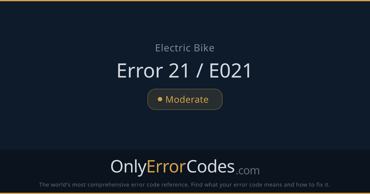 E-bike Error 21 — Speed Sensor Error | OnlyErrorCodes