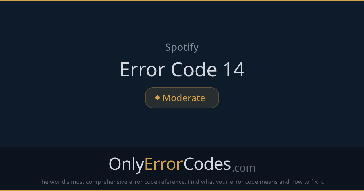 Spotify Error Code 14 — What It Means & How to Fix It | OnlyErrorCodes