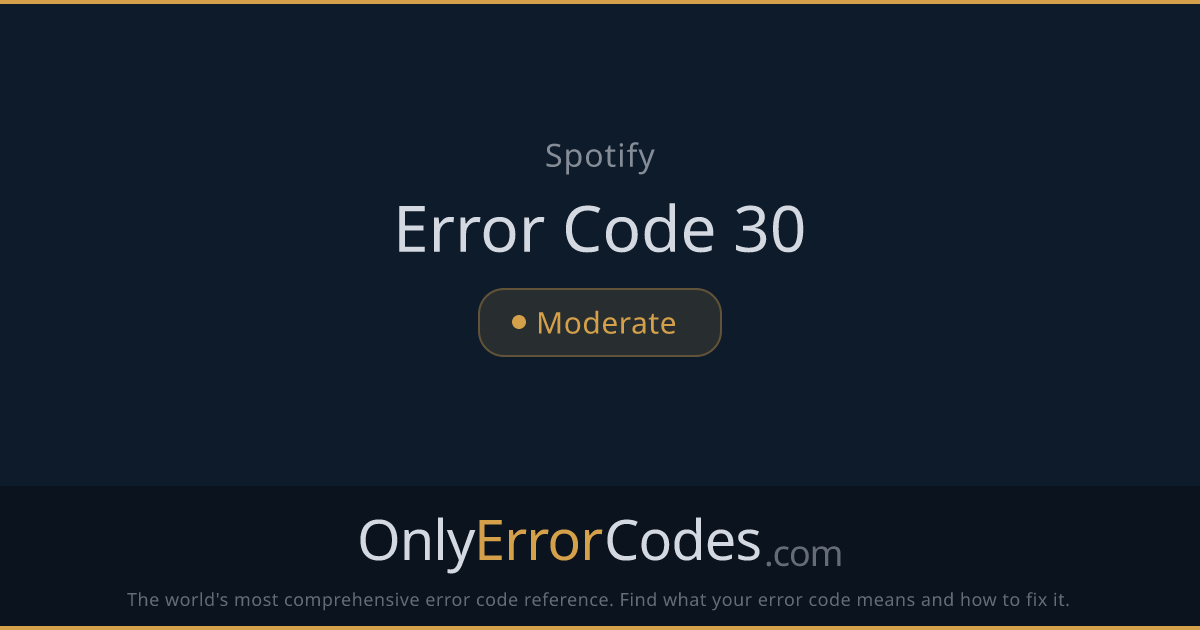 Spotify Error Code 30 — What It Means & How to Fix It | OnlyErrorCodes