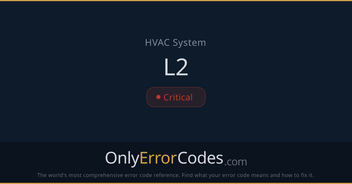 HVAC Error Code L2 — What It Means & How to Fix It | OnlyErrorCodes
