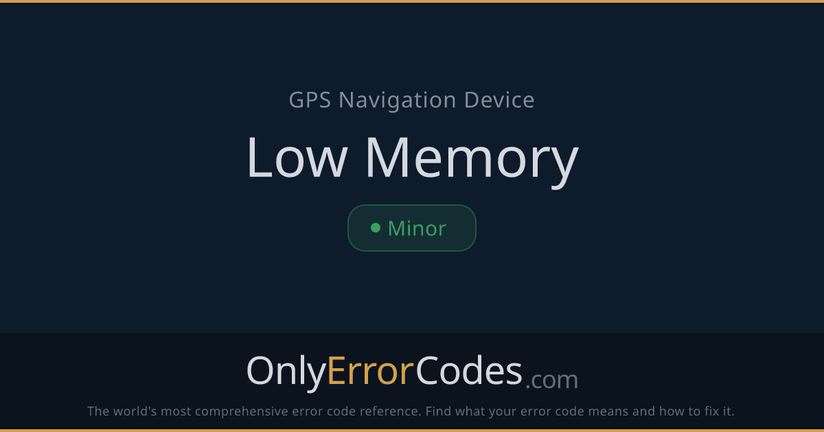 Garmin Low Memory Warning — What It Means & How to Fix It | OnlyErrorCodes
