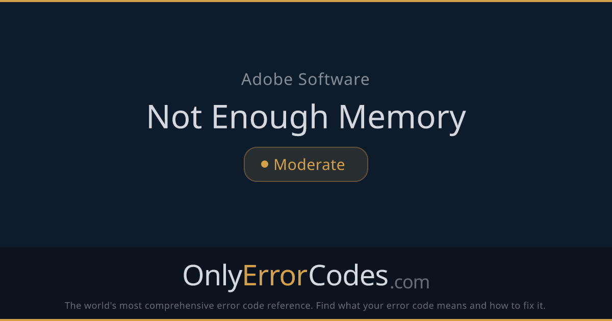 Illustrator Error — Not Enough Memory | OnlyErrorCodes