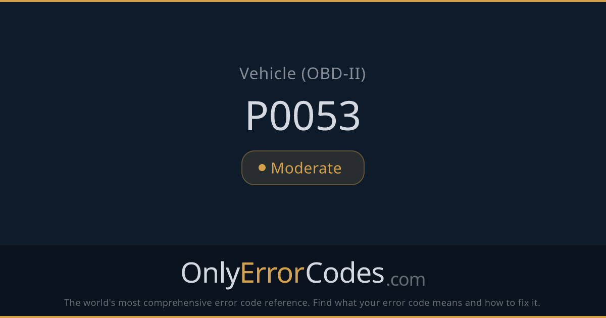 P0053 — HO2S Heater Resistance (Bank 1, Sensor 1) | OBD-II Code ...