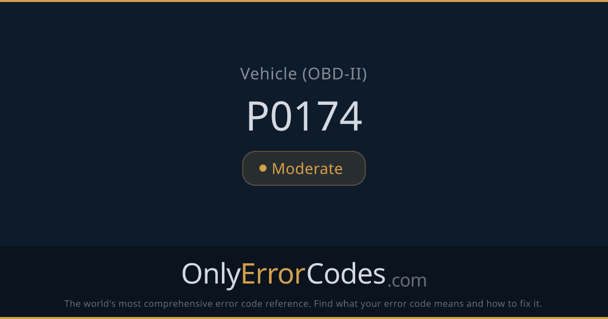 OBD-II Code P0174 — What It Means & How to Fix It | OnlyErrorCodes