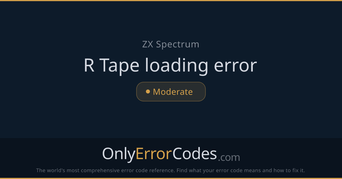 ZX Spectrum R Tape loading error — What It Means & How to Fix It ...