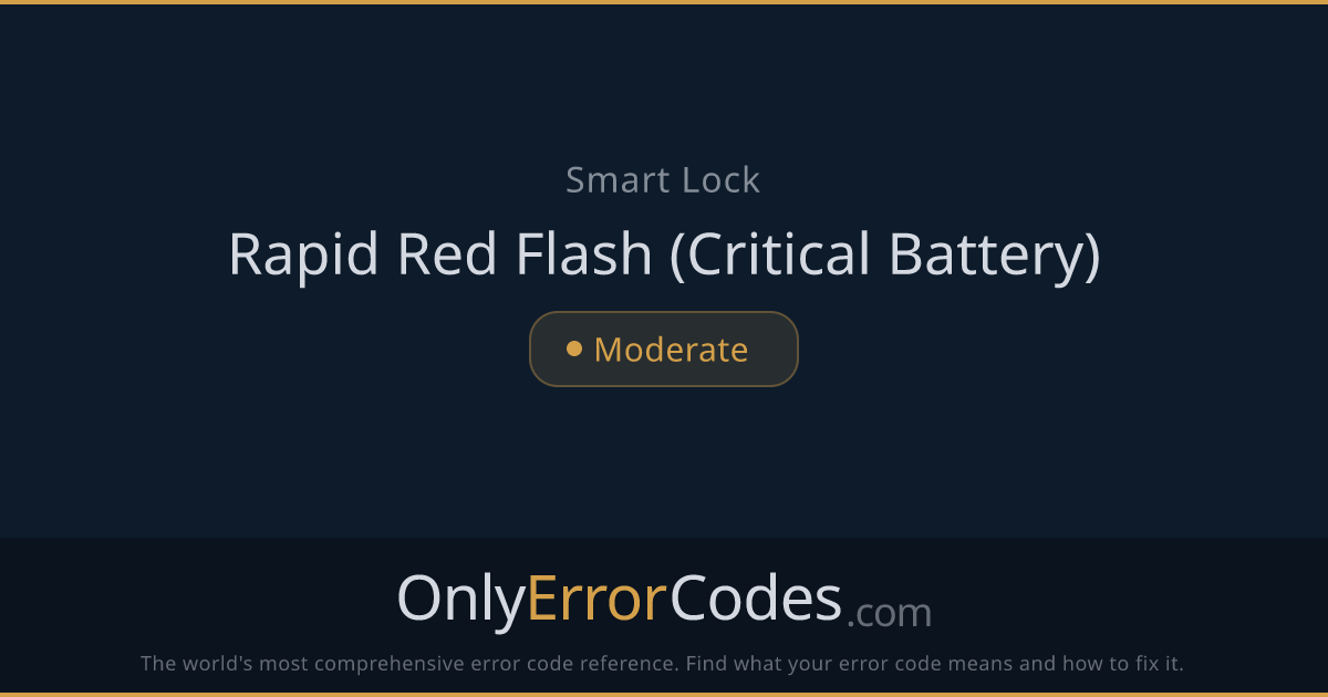 Schlage Smart Lock Rapid Red Flash — Critical Battery | OnlyErrorCodes