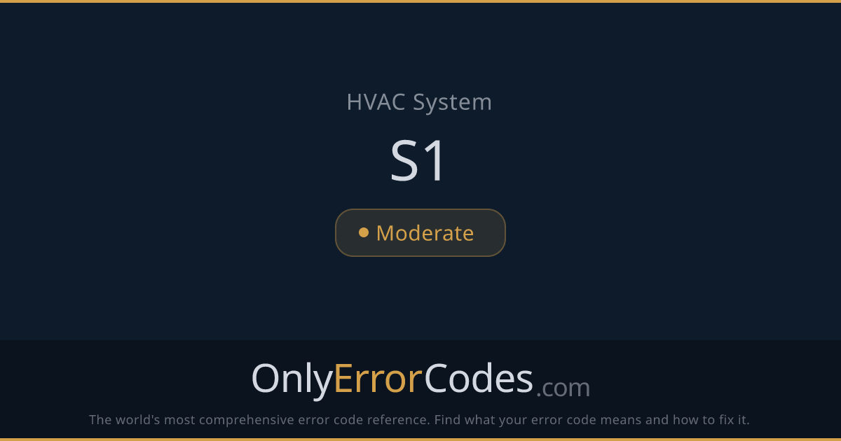 HVAC Error Code S1 — What It Means & How to Fix It | OnlyErrorCodes