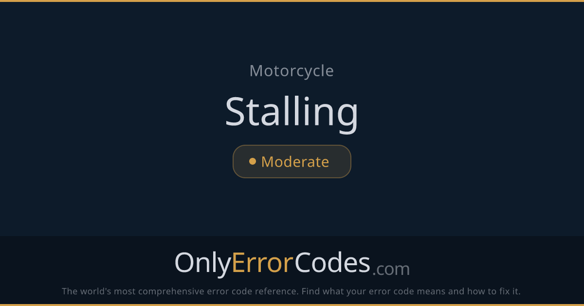 Honda Motorcycle Engine Stalling — Causes & Fixes | OnlyErrorCodes