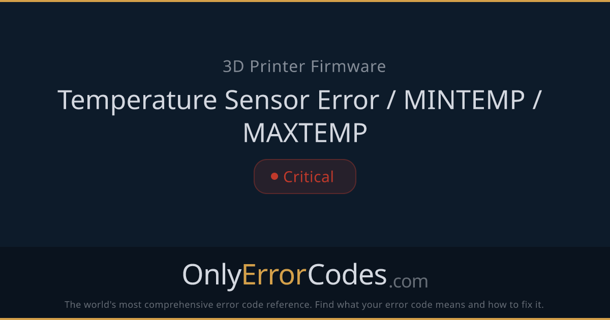 Marlin Temperature Sensor Error — Fix | OnlyErrorCodes