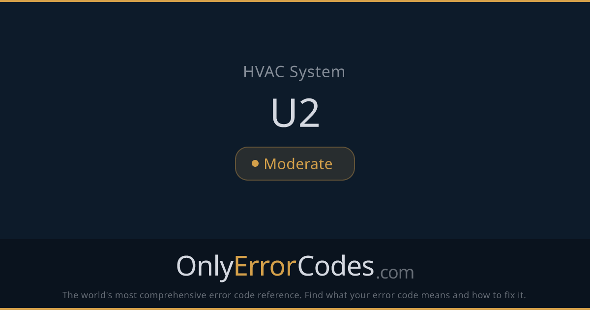 HVAC Error Code U2 — What It Means & How to Fix It | OnlyErrorCodes