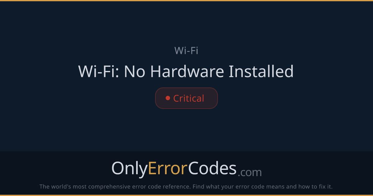 Wi-Fi: No Hardware Installed (macOS) — What It Means & How to Fix It ...
