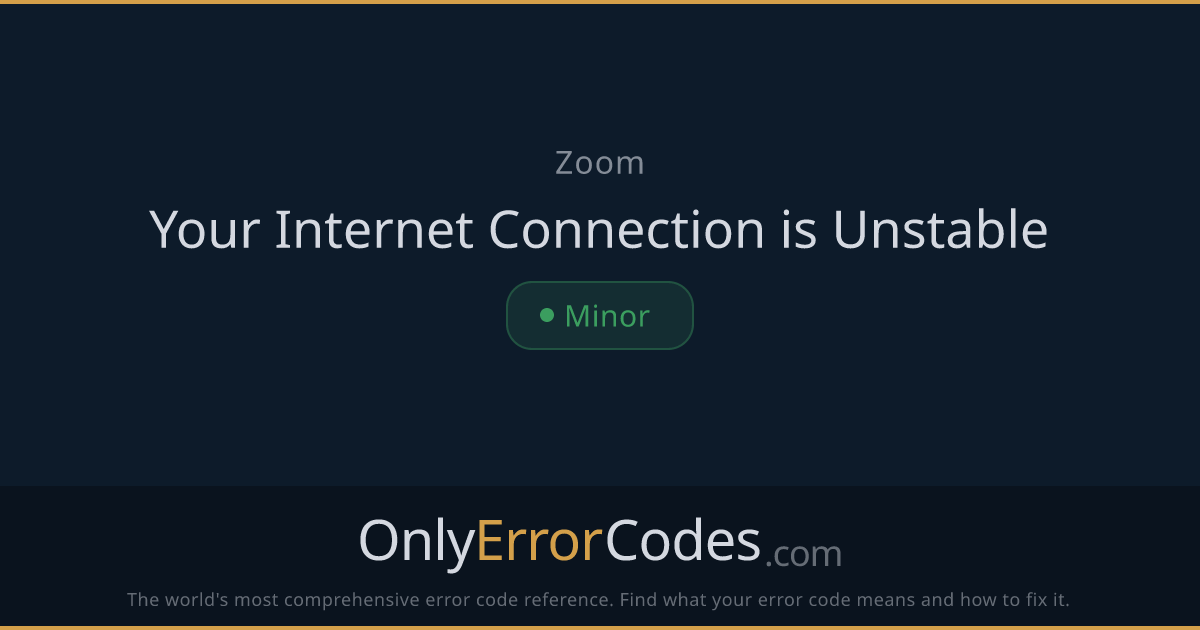 Zoom: Your Internet Connection Is Unstable — Fix Guide | OnlyErrorCodes